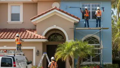Professional painters in Kissimmee, FL applying interior paint on a home wall