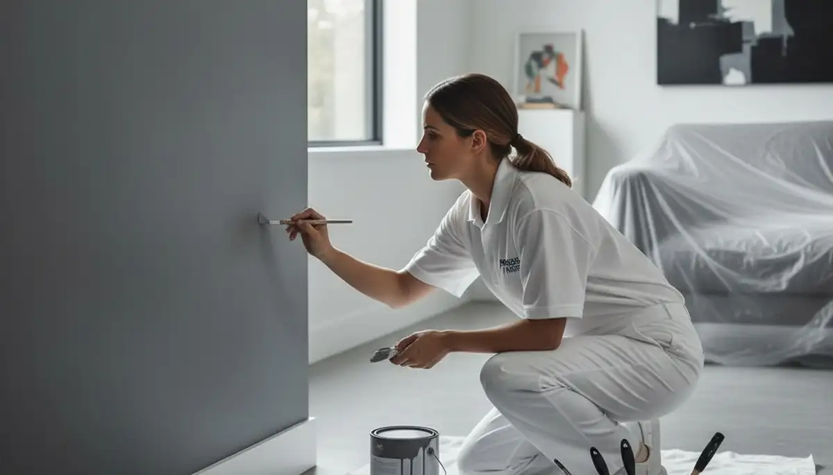 Kissimmee, FL painter performing paint touch-up service on a home interior wall